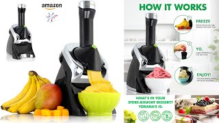 Yonanas 988 Deluxe Vegan Non Dairy Frozen Fruit Soft Serve Dessert Maker Includes 75 Recipes [upl. by Enitsirk]