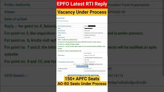 EPFO Letest RTI Reply  EPFO Vacancy Under Processepfo shortsfeed [upl. by Prunella]