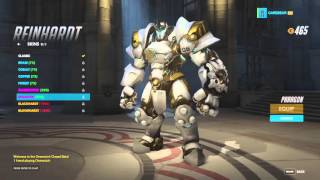 Overwatch Beta  Reinhardt Skins Emotes Poses Highlight Intros [upl. by Ahgiel]