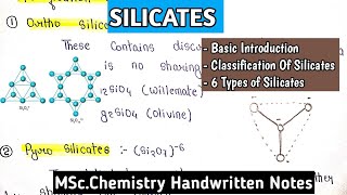 SILICATES  Basic  Classification  OrthoPyroCyclic ChainSheet amp Thee Dimension Silicates msc [upl. by Fihsak]