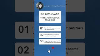 3 choses à savoir sur la psychologie criminelle [upl. by Arutnev32]