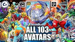 TODOS 103 AVATARES ÚNICOS BEYBLADE BURST APP  QR CODES  4K60fps [upl. by Arac]