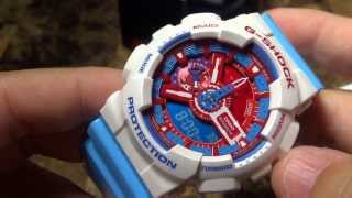 CASIO GSHOCK REVIEW AND UNBOXING GA110AC7 RED WHITE BLUE [upl. by Edelman125]