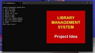 Project Idea Library Management System in Python using MySql [upl. by Nelyt]