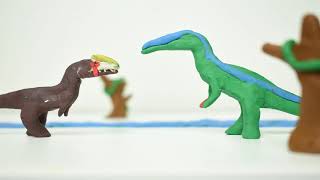 Allosaurus vs Suchomimus  clay dinosaur fights [upl. by Aicilla]