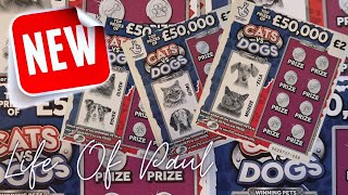 Brand New £2 Lottery Scratch Cards £60 of the Cats Vs Dogs cards a fun looking new card [upl. by Angus]