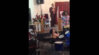 Twoyearold baby plays drums flawlessly [upl. by Eiralam]