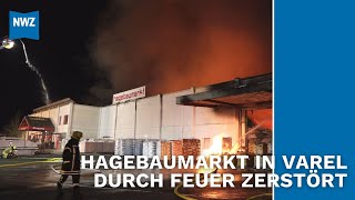 Großbrand in Vareler Baumarkt – Hallendach eingestürzt [upl. by Enneillij]