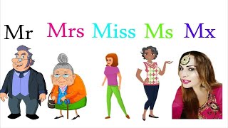 Difference Between Mr Mrs Miss Ms and Mx [upl. by Ahsataj]