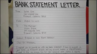 How To Write A Bank Statement Request Letter Step by Step Guide  Writing Practices [upl. by Aldercy]