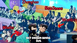 Kpop idols being SHOOK by NCT DREAMs SUS behaviour at MMA 2023 ft NewJeans RIIZE Aespa ZB1 [upl. by Etnaed]