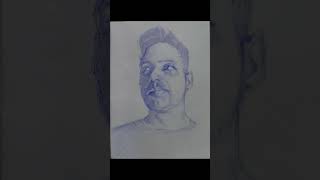 ballpoint pen drawing  self portrait drawing [upl. by Marve]