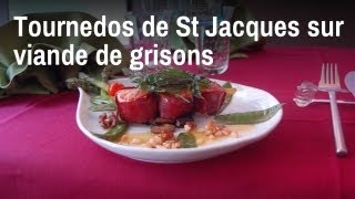 Recette de chef  tournedos de St Jacques sur viande des grisons [upl. by Brandais]