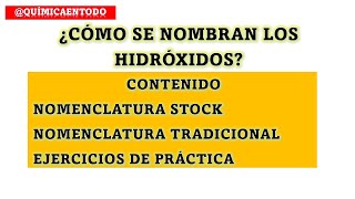 NOMENCLATURA DE HIDRÓXIDOS ¿COMO SE NOMBRAN LOS HIDRÓXIDOS [upl. by Corb754]