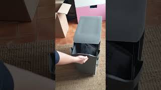 Vidéo client  Unboxing dune Poubelle 2 bacs de 14L avec ouverture automatique Gris anthracite [upl. by Albric665]