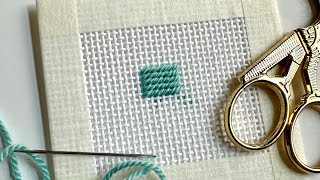 Horizontal Interlocking Gobelin stitch on Needlepoint Canvas [upl. by Gillie]