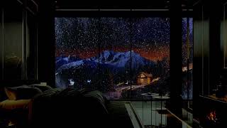 Relaxing Winter Night Watching Snowy Mont Blanc from a Cozy Bedroom  Healing ASMR [upl. by Daune885]