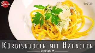 Kürbisnudeln mit Knoblauchhähnchen Gemüsenudeln Low Carb Zoodlen [upl. by Zebaj]