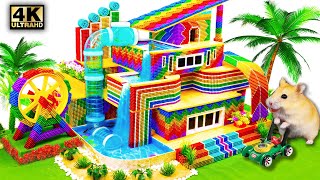 DIY  Build Mini Rainbow Villa With Giant Swimming Pool And Water Slide From Magnetic Balls ASMR [upl. by Adelice]