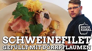 Das leckere Schweinefilet gefüllt mit Dörrpflaumen im Speckmantel  Rezept [upl. by Noxaj602]