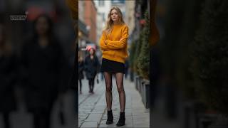 2024 Autumn fall street fashions  sweater amp mini skirtamp ankle boots outfit styles [upl. by Aiblis]