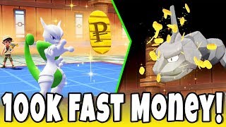 Fastest Way to Get 100k Pokédollars in Pokemon Lets GO Pikachu and Eevee Payday Mewtwo Method [upl. by Adelaja]