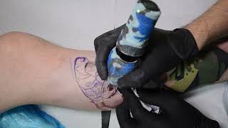 Graffitirealism leg sleeve  Tattoo time lapse [upl. by Eadahc]