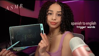 ASMR en Español  Relaxing Spanish Trigger Words Hand movements hand sounds tapping mouth sounds [upl. by Hamilton]