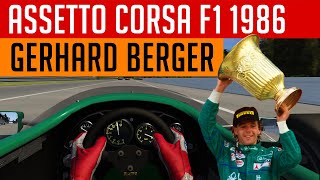 Assetto Corsa Gerhard Berger storming through the field F1 1986 MOD [upl. by Ybrik]