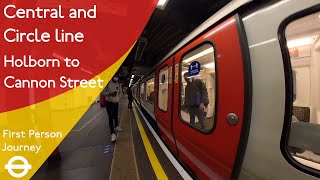 London Underground First Person Journey  Holborn to Cannon Street via Liverpool Street [upl. by Wardle661]