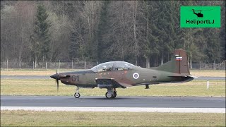 Slovenian army Pilatus PC9M takeoff planespotting [upl. by Oznarol]