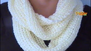 Cómo Tejer Bufanda Cerrada Elegante Knitting a Cowl Free Knitting Patterns 2 agujas palitos 441 [upl. by Pickett]