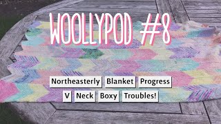 Woollypod 8  Northeasterly Blanket Progress  Part of my Pattern Archive  V Neck Boxy WOES 🙄 [upl. by Roxanne]