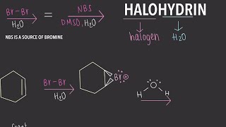 HALOHYDRIN REACTION MECHANISM PART 3 with NBS DMSO H20 [upl. by Lladnew526]