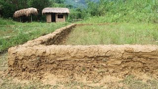 Primitive Skills Fish PondPart2Build fish ponds made of clay [upl. by Taber]