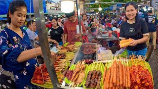 Best Cambodian street food in Phnom Penh  Delicious Grilled Beef Pork Sausage amp khmer cake [upl. by Sperry]