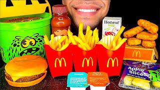 MCDONALDS BOO BUCKET HAPPY MEAL CHEESEBURGER CHICKEN NUGGETS FRIES EATING SHOW SOUNDS [upl. by Kall459]