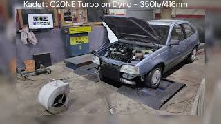 Kadett C20NE Turbo on Dyno  350le 416nm [upl. by Eetsud]