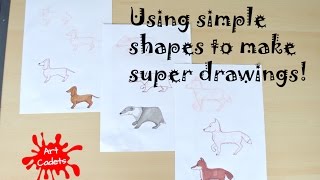 Using simple shapes to draw animals tutorial [upl. by Idahs167]