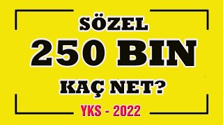 sözel 250 bin için kaç net gerekir I yks puan hesaplama 2023 I sözel 250 bin netleri I yks I tyt [upl. by Elocen114]