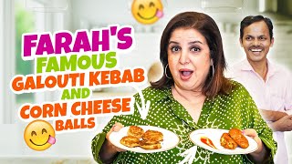 Farah Khans Tasty Starters Recipe  Galouti Kebab amp Corn Cheese Balls  FarahKhanK [upl. by Menken]