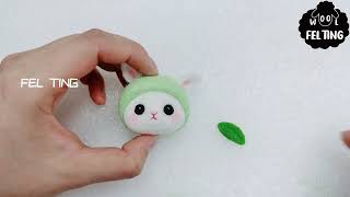 【DIY Handicrafts】 Green rabbit Wool Felt DIY Tutorial [upl. by Jerrylee]