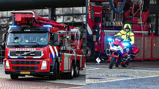 Brandweermotor 159662 en hoogwerker 157650 brandweer Laak met spoed naar een brand woning [upl. by Sanjiv]