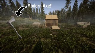 Building my first house and finding the modern axe  EP01 l Sons of the forest [upl. by Arded]