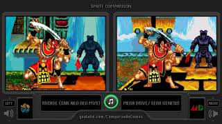 Sprite Comparison of Samurai Shodown Arcade vs Sega Genesis Side by Side Comparison [upl. by Nohsid]