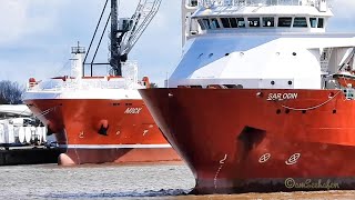 Windpark Serviceschiff SAR ODIN offshore support vessel shifts to Emden sealock LNFK3 IMO 9249635 [upl. by Fredia570]