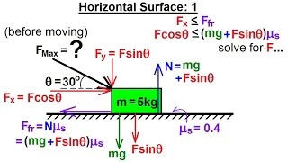 Physics 47 Friction amp Forces at Angles 1 of 8 Horizontal Surface 1 [upl. by Ybeloc]