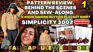 588 SEW THIS Hidden Button Placket Shirt Simplicity 3002  Pattern Review BTS and SewAlong [upl. by Nyssa803]