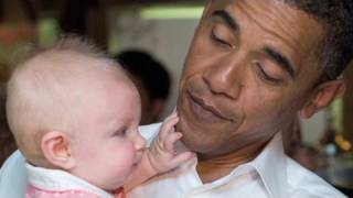 Obama embraces his youngest fans [upl. by Ahsitam]