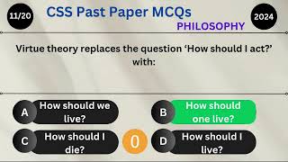 CSS Past Papers 2024 MCQs of Philosophy with Answer  FPSC MCQs Guide for CSS Aspirants [upl. by Iahcedrom]